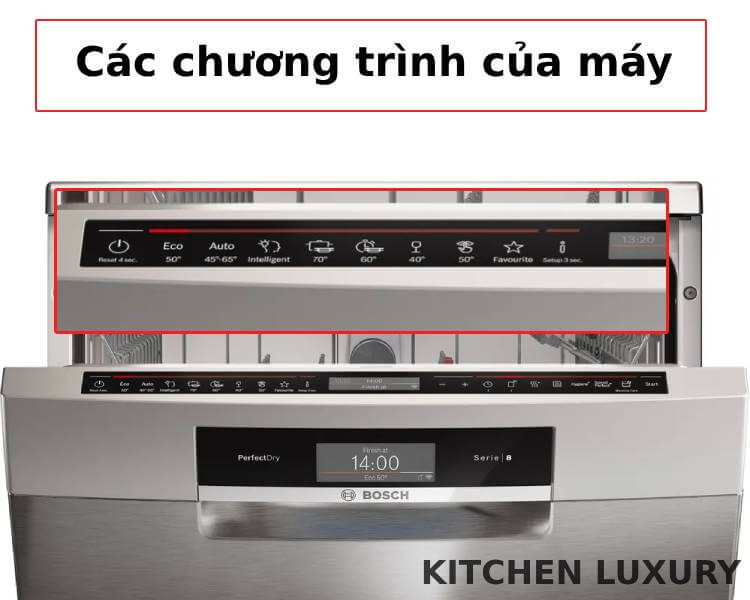 Các chương trình chính của máy rửa bát Bosch SMS8TCI01E