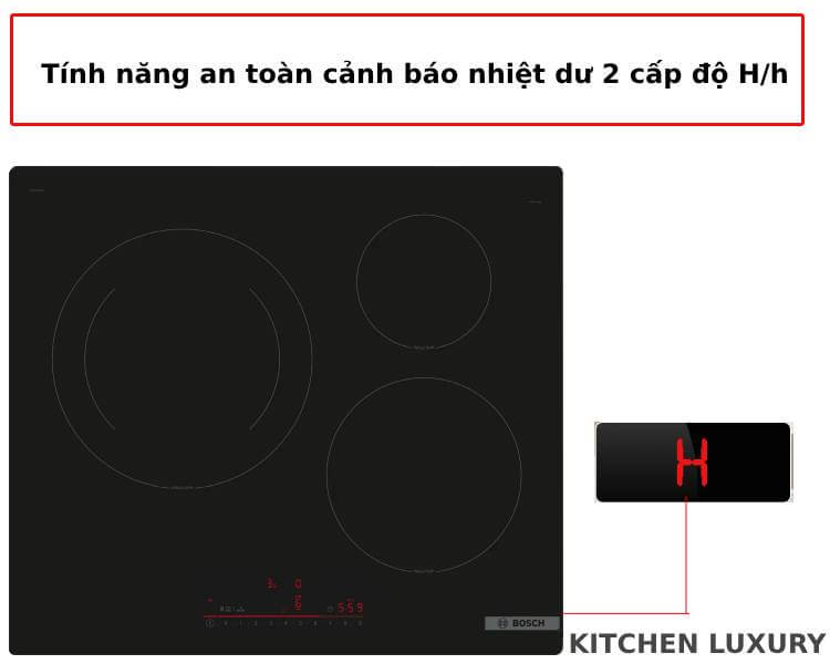 Cảnh báo nhiệt dư bếp từ Bosch PIJ61RHB1E