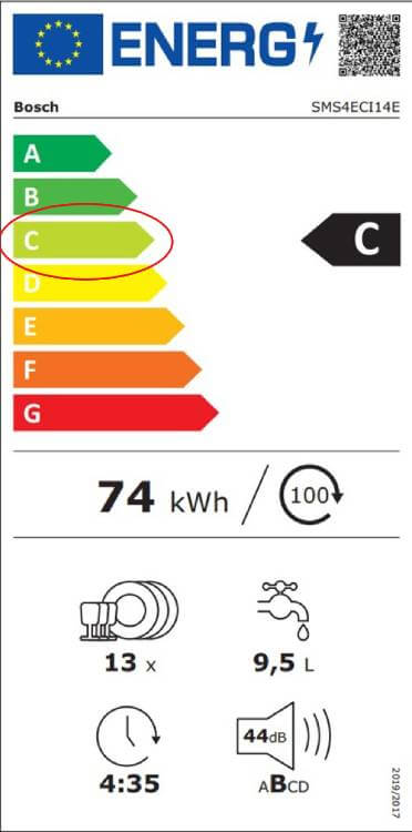 Nhãn năng lượng máy Bosch SMS4ECI14E