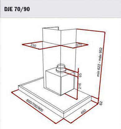 Lưu ý về kích thước lắp đặt máy hút mùi Teka DJE 70/90